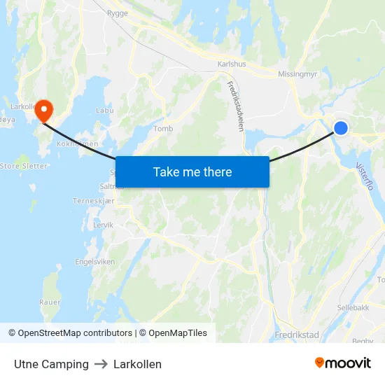 Utne Camping to Larkollen map