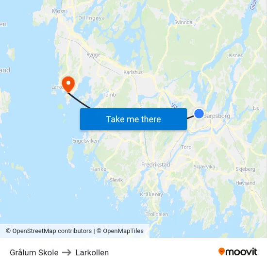 Grålum Skole to Larkollen map
