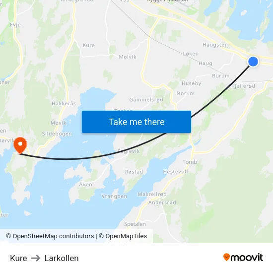 Kure to Larkollen map