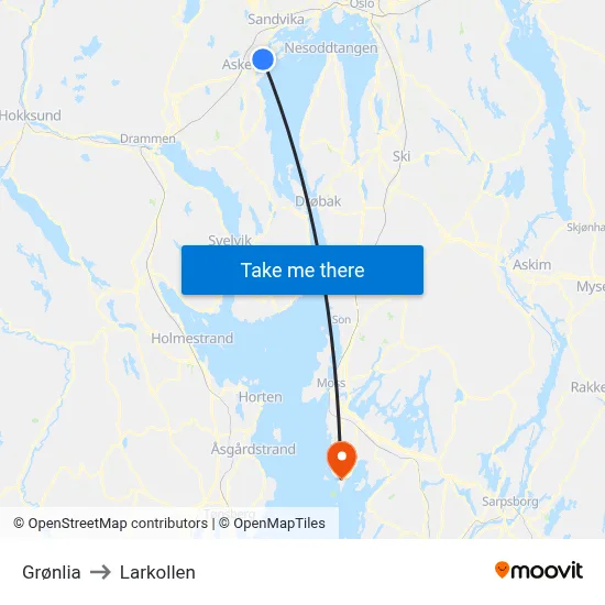 Grønlia to Larkollen map