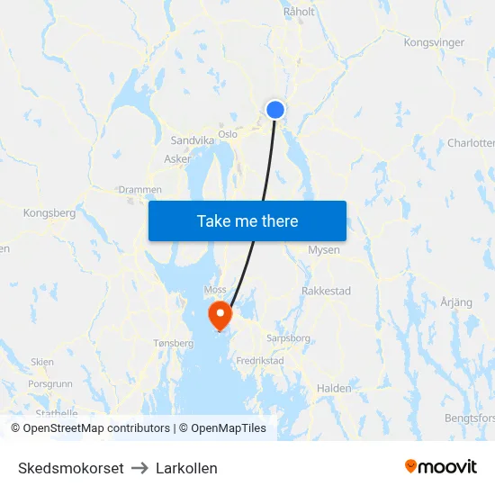 Skedsmokorset to Larkollen map