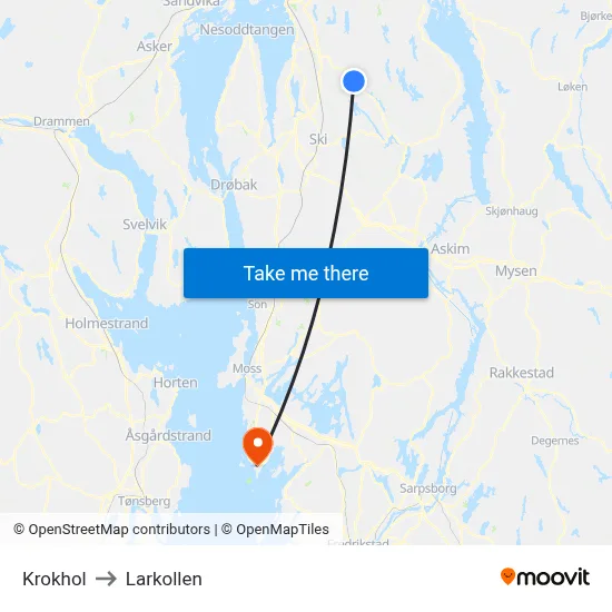 Krokhol to Larkollen map