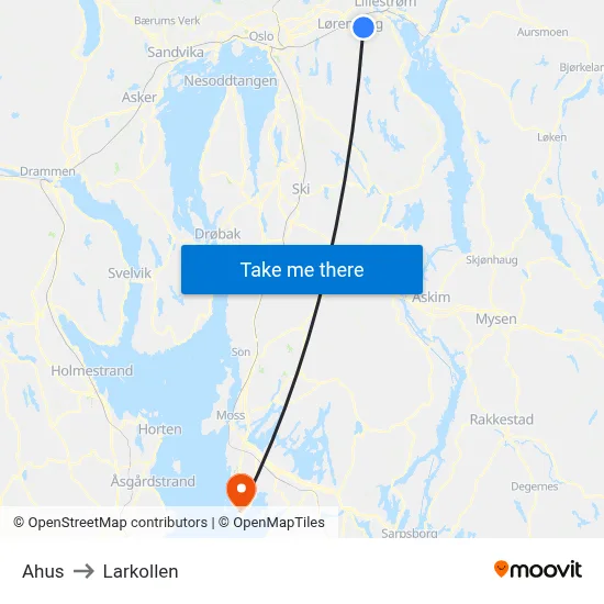 Ahus to Larkollen map