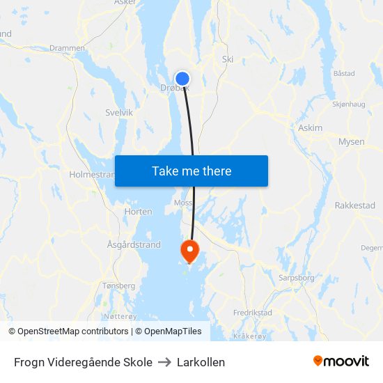 Frogn Videregående Skole to Larkollen map