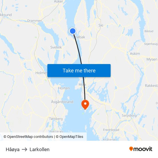 Håøya to Larkollen map