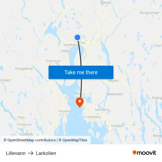 Lillevann to Larkollen map