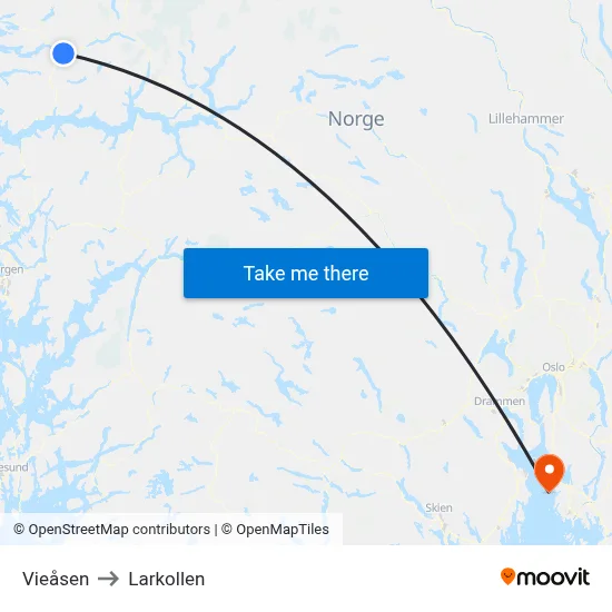 Vieåsen to Larkollen map