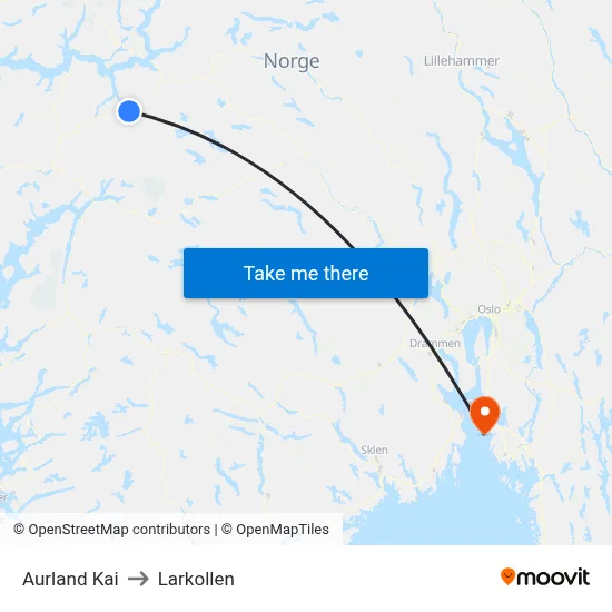 Aurland Kai to Larkollen map