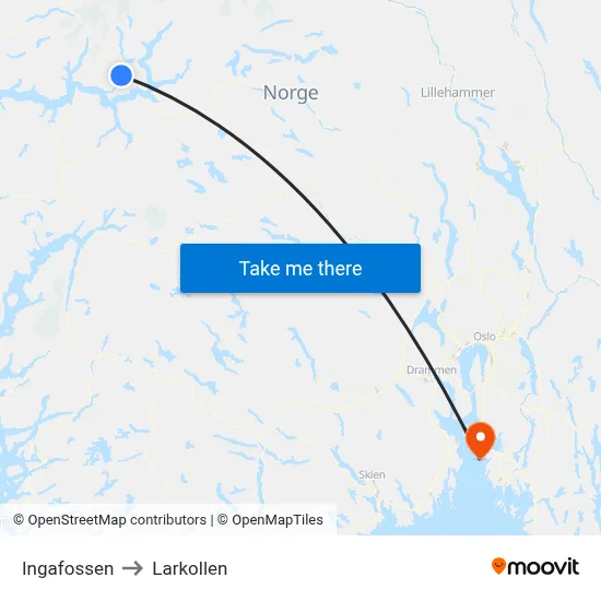 Ingafossen to Larkollen map