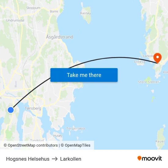 Hogsnes Helsehus to Larkollen map