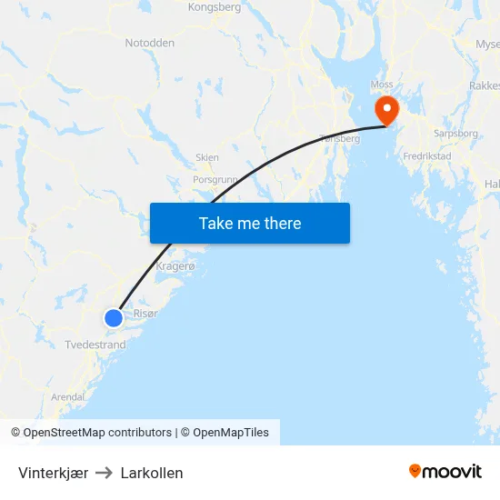 Vinterkjær to Larkollen map