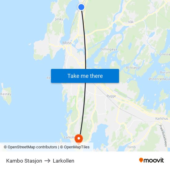 Kambo Stasjon to Larkollen map