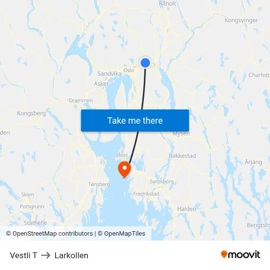 Vestli T to Larkollen map