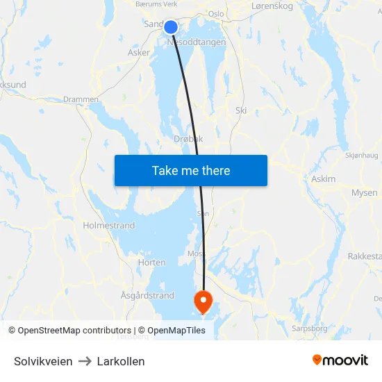 Solvikveien to Larkollen map
