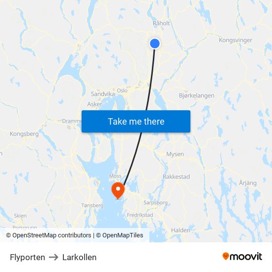 Flyporten to Larkollen map