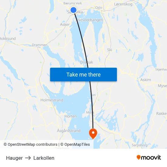 Hauger to Larkollen map