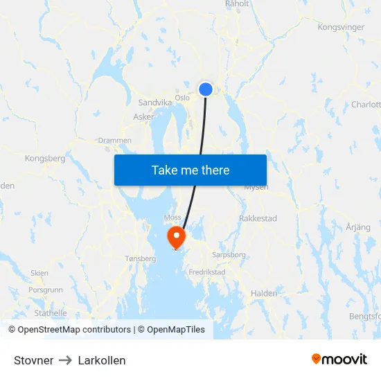 Stovner to Larkollen map