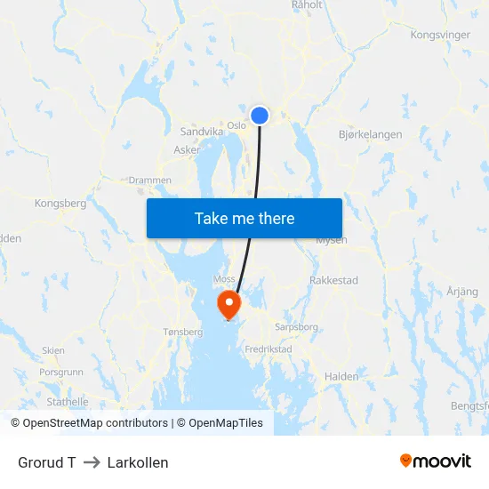 Grorud T to Larkollen map