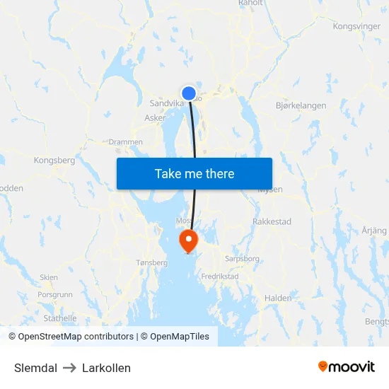 Slemdal to Larkollen map
