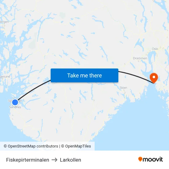 Fiskepirterminalen to Larkollen map