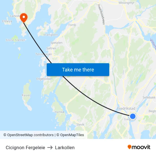 Cicignon Fergeleie to Larkollen map