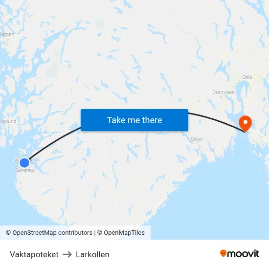 Vaktapoteket to Larkollen map