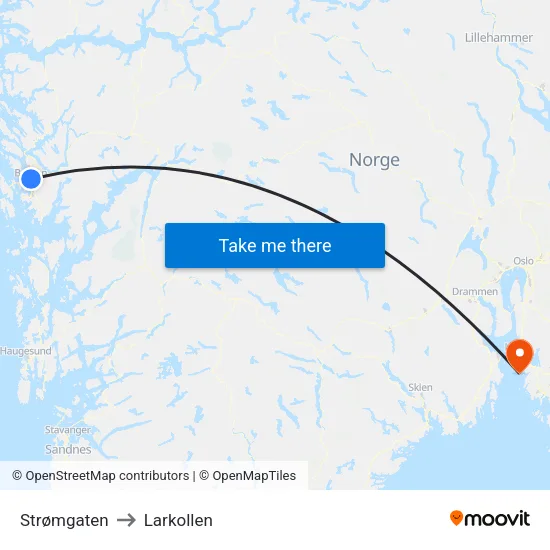 Strømgaten to Larkollen map