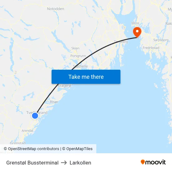 Grenstøl Bussterminal to Larkollen map