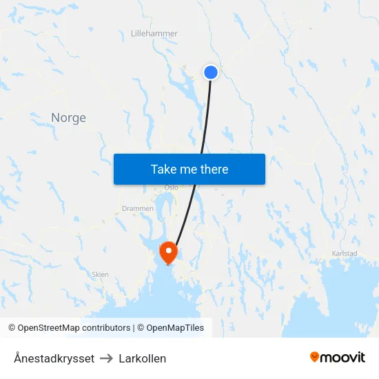 Ånestadkrysset to Larkollen map