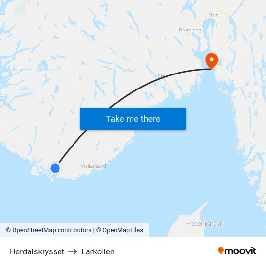 Herdalskrysset to Larkollen map