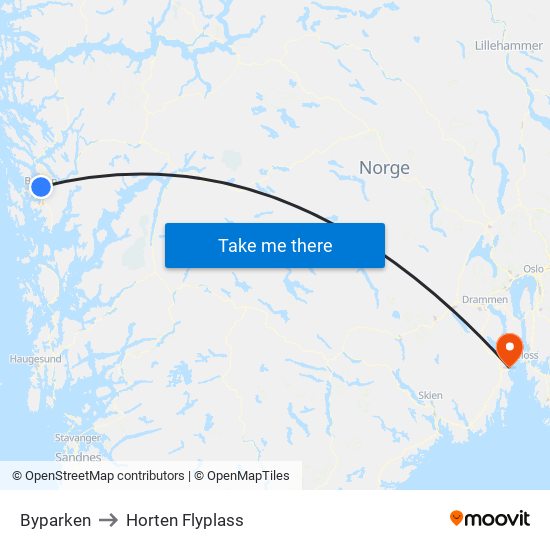 Byparken to Horten Flyplass map