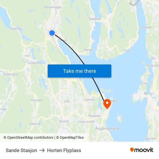 Sande Stasjon to Horten Flyplass map