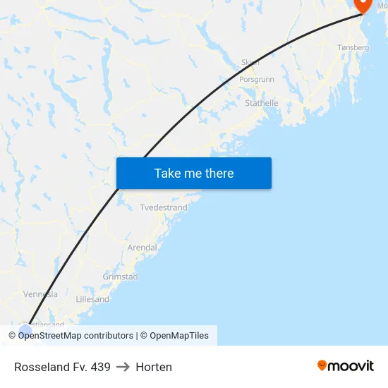 Rosseland Fv. 439 to Horten map