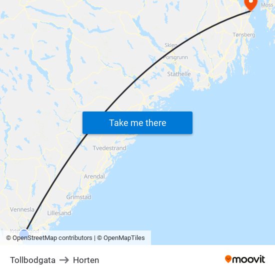 Tollbodgata to Horten map