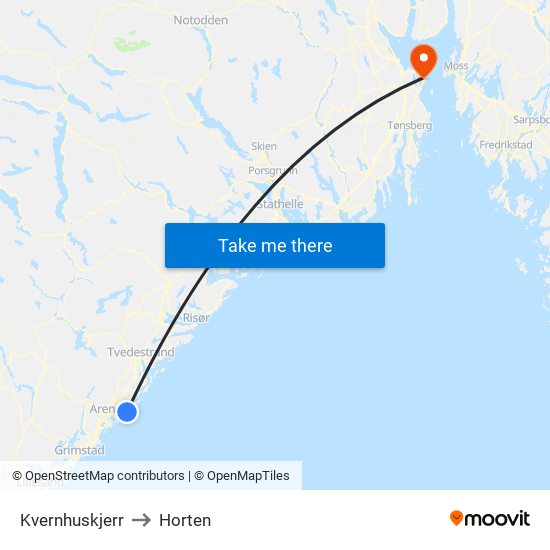 Kvernhuskjerr to Horten map