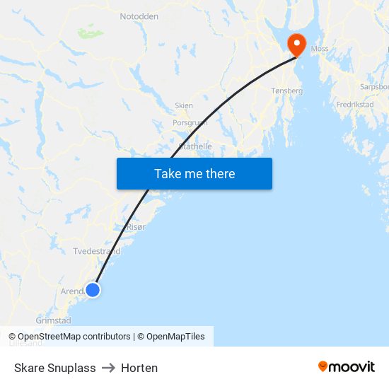 Skare Snuplass to Horten map