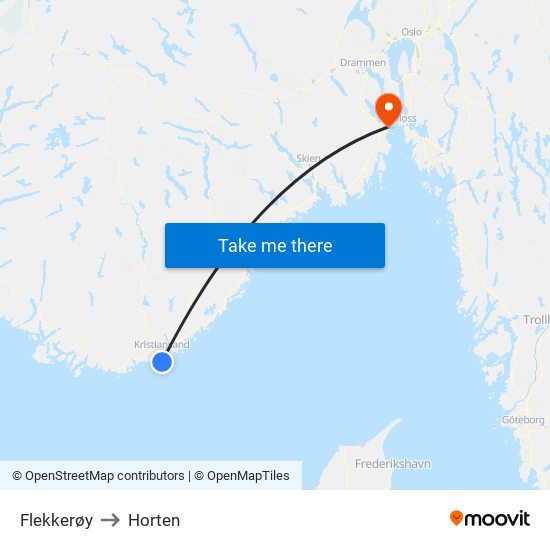 Flekkerøy to Horten map