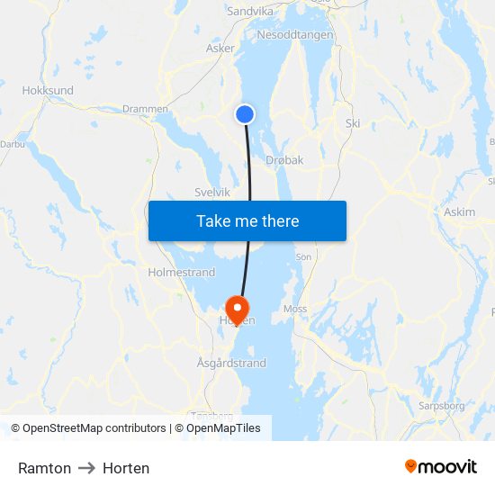 Ramton to Horten map