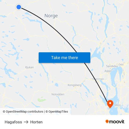 Hagafoss to Horten map