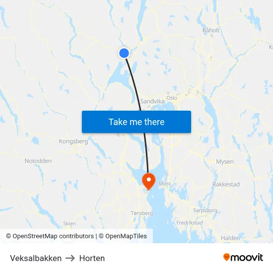 Veksalbakken to Horten map