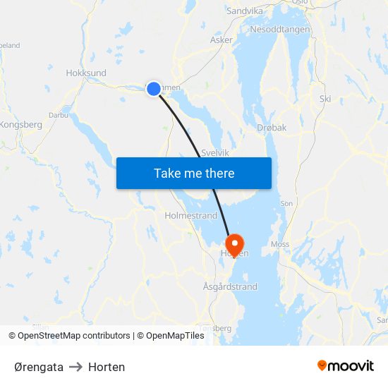 Ørengata to Horten map