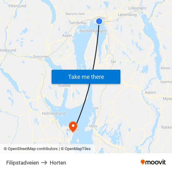 Filipstadveien to Horten map