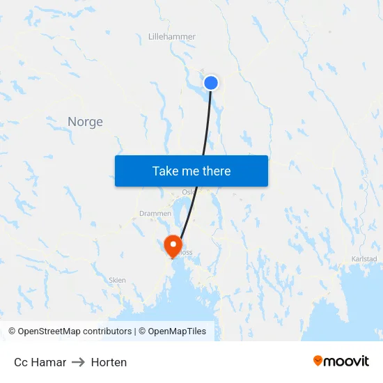 Cc Hamar to Horten map