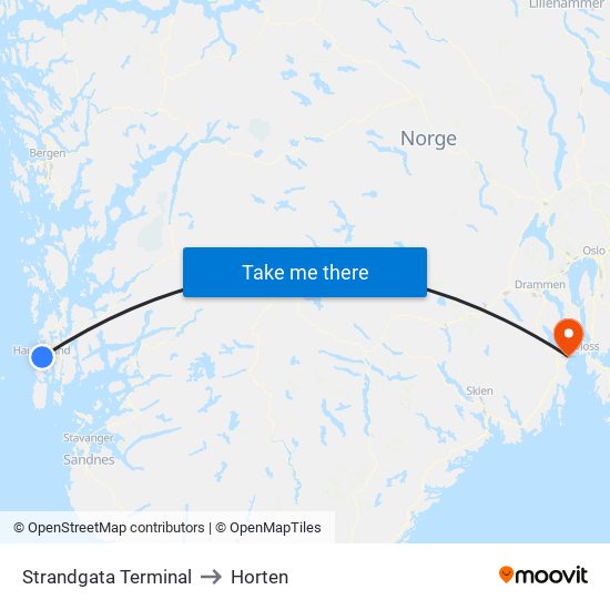 Strandgata Terminal to Horten map