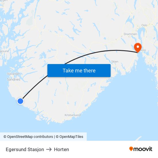 Egersund Stasjon to Horten map