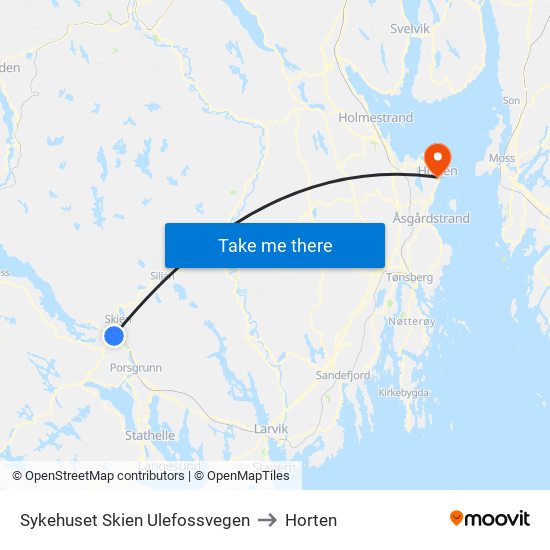 Sykehuset Skien Ulefossvegen to Horten map