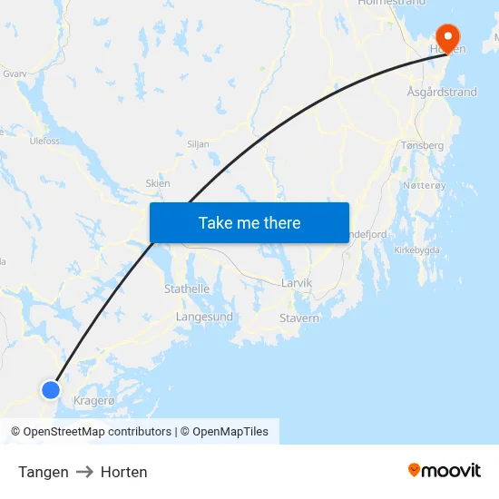 Tangen to Horten map