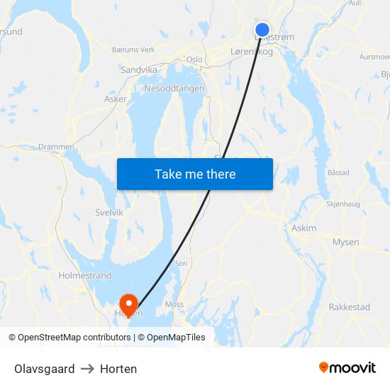 Olavsgaard to Horten map