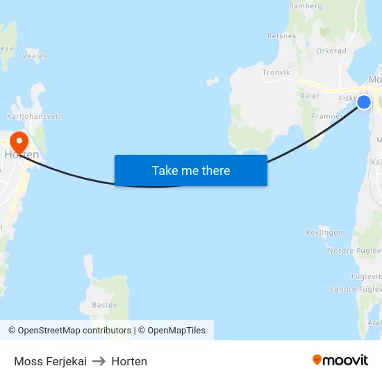 Moss Ferjekai to Horten map