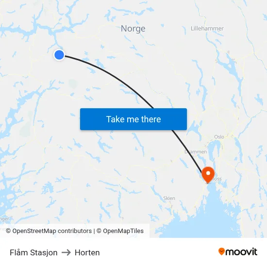 Flåm Stasjon to Horten map